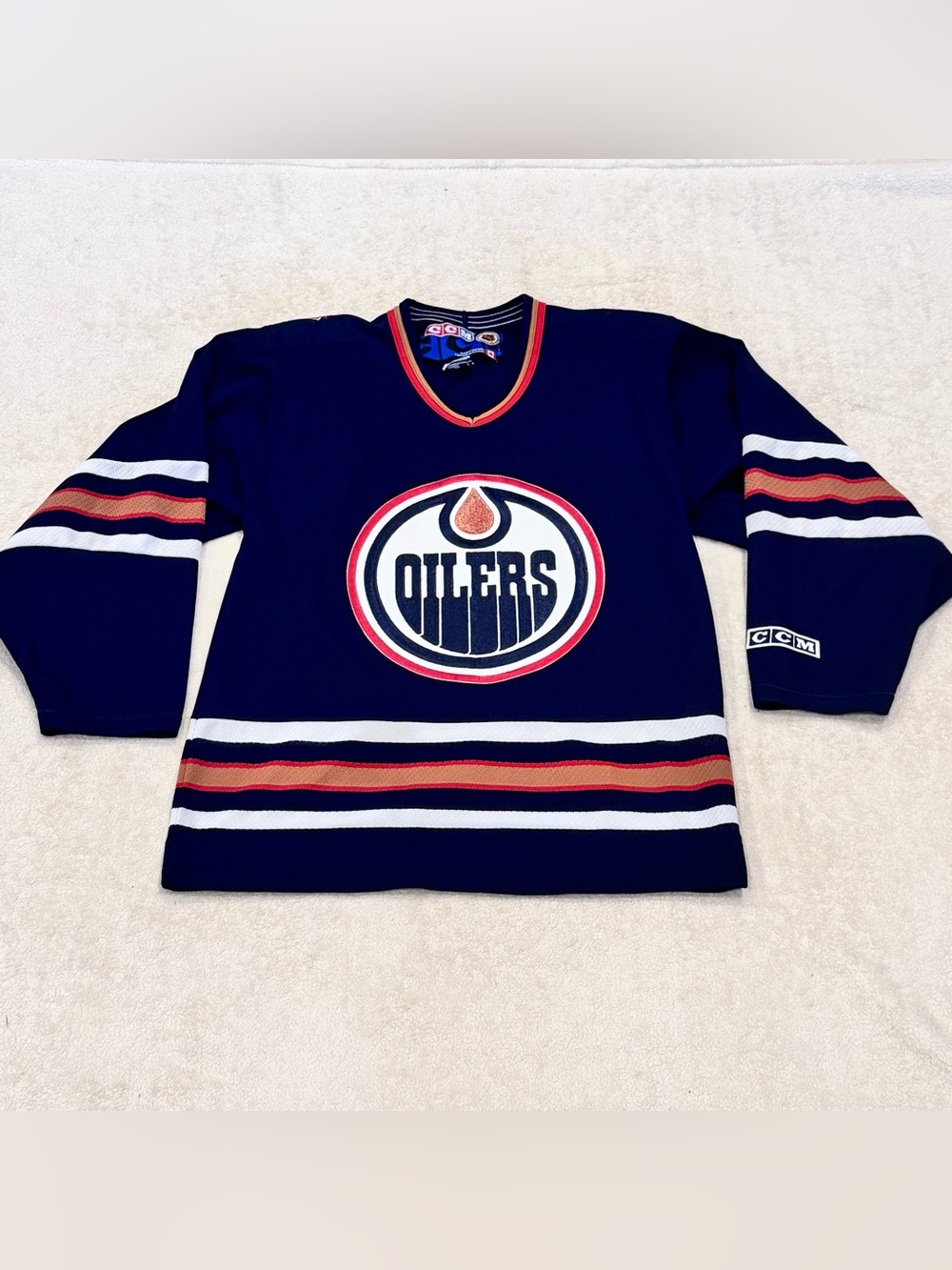 Vintage Edmonton Oilers NHL CCM Hockey Jersey Size Small